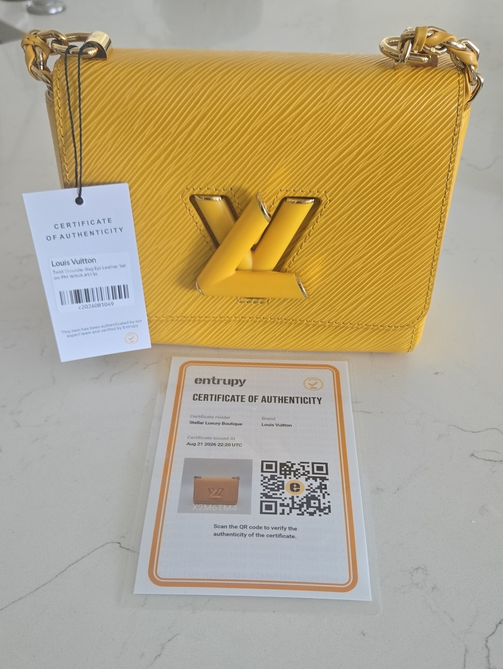 Louis Vuitton Yellow Epi Twist Crossbody Shoulder Bag
